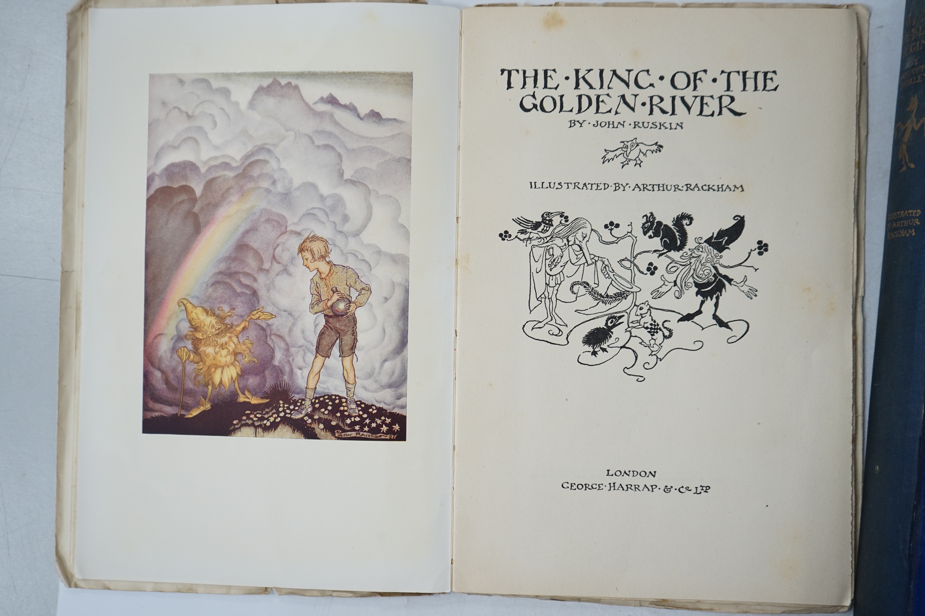 Lamb, Charles & Mary - Tales from Shakespeare. illustrated by Arthur Rackham. 1st trade edition thus. 12 coloured plates, num. text illus. and decorations; original gilt pictorial cloth and d/wrapper. 1909; Grahame, Kenn